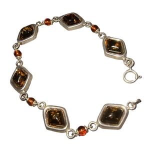 Elegant Silver and Amber Bracelet
